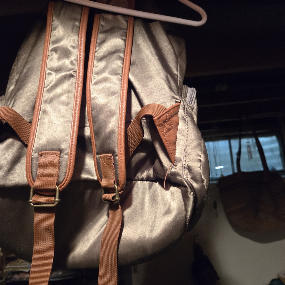 Source Unknown Quilted Backpack - Silver And Tan - image 6